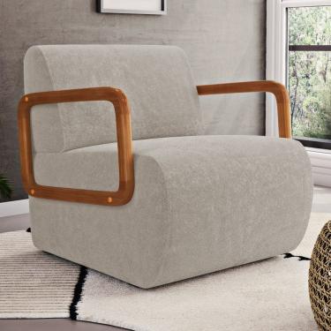 Imagem de Poltrona Decorativa Orgânica Living Kavya Bouclê Bege - Desk Design