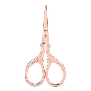 Imagem de Tesoura de tecido pequena, tesoura de costura antiga de ponto cruz, tesoura de bordado, ferramenta de bordado de cômoda, tesoura pequena (ouro rosa)