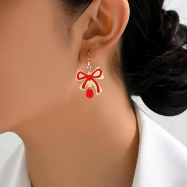 Imagem de Brincos de laço femininos com pingente de pérola na moda, presente de dia dos namorados, presentes de amizade