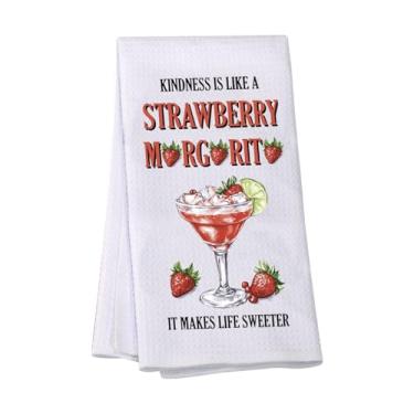 Imagem de VAMSII Margarita Lover Gifts Toalha de cozinha de coquetel de morango presente para mulheres bebidas alcoólicas presentes (USStrawberryTowel)