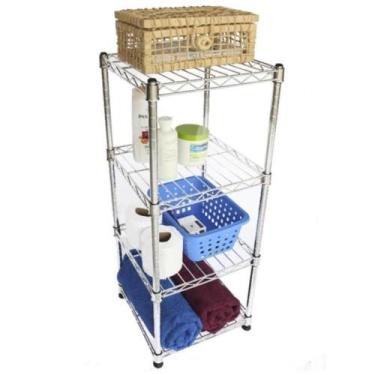 Imagem de Estante De Aço Cromado Com 4 Prateleiras Rack Aramado - Uteall