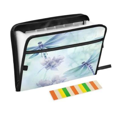 Imagem de Wassud Libélulas Acordeão Organizador de Arquivos Letra A4 Pasta de Arquivo de Papel Organizador de Documentos com Etiquetas Pasta de Arquivo Expansível 13 Bolsos