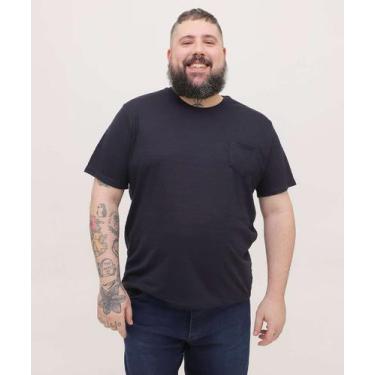 Imagem de Camiseta Plus Size Masculina Textura Manga Curta MR-41062, Azul escuro