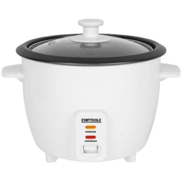 Imagem de Panela de Arroz Elétrica 1,3L 400W com Tampa de Vidro, Função Aquecimento Automático e Bandeja de Vapor – 220V – Branca