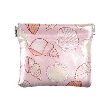 Imagem de Burbuja Bolsa feminina com várias conchas, porta-moedas de couro, portátil, mini porta-moedas, batom, organizador de cosméticos