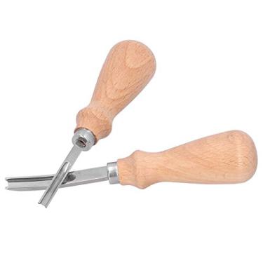 Imagem de Yosoo Conjunto de Ferramentas de Chanfro de Borda de Couro Estilo Francês Madeira de Aço, Faça você Mesmo, Cabo de Madeira Ergonômico, Faca de Corte de Couro Francês Essencial para