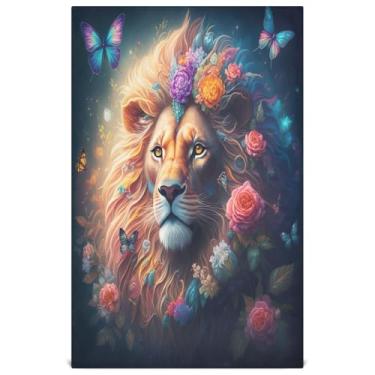 Imagem de Joisal Toalhas de chá fofas toalhas de prato coloridas de flor de leão borboleta para cozinha panos de limpeza decorativos finos de secagem rápida 45 x 71 cm, 6 pacotes