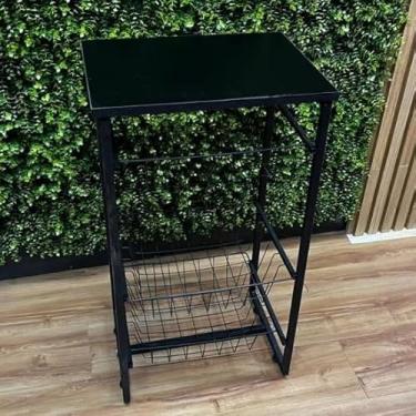 Imagem de Fruteira de Chão com Tampo de MDP e Estrutura em Metal – Moderna, Resistente e Funcional(PRETA)