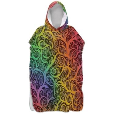 Imagem de Joisal Poncho engraçado de surfe de raiz de árvore para adultos trocador de roupão de banho toalhas com capuz plus size ponchos femininos com capuz