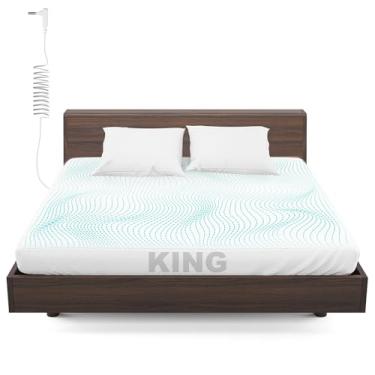 Imagem de Lençóis com elástico de aterramento – Queen Size (152,4 cm x 203,2 cm x 33 cm) Lençol condutor para cama 95% algodão orgânico + 5% fibra prata - GG - com cordão para ligação à terra (branco, King)