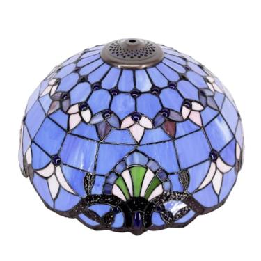Imagem de Cúpula de vidro barroco de 40 cm (16 polegadas), compatível apenas com abajures de vitral estilo Tiffany, cúpula elegante em mogno estilo campestre retrô para luminária de mesa, luminária de