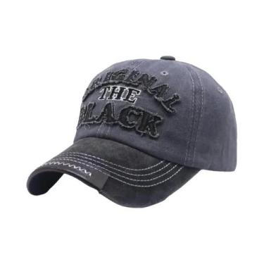 Imagem de Boné De Beisebol Vintage Preto Unissex Em Algodão Lavado Com Bordado D