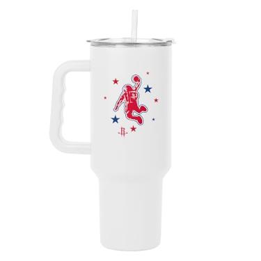Imagem de FANMATS Copo NBA Houston Rockets City Edition 1,134 g com cabo de aço inoxidável – Revestimento em pó de parede dupla durável, serve na maioria dos porta-copos - Design City Edition, vem com canudo