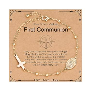 Imagem de Your Always Charm Pulseira de rosário para mulheres, corrente de mão dourada, anel cruzado, joia religiosa, cristã, presente para mulheres, homens, presente de aniversário, Liga metálica, Sem Pedra