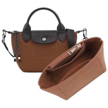 Imagem de OAikor Organizador de bolsa para mini bolsa Longchamp Le Pliage, mini bolsa organizadora de feltro leve com zíper premium, divisor de armazenamento de bolsas com compartimentos aprofundados