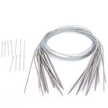Imagem de Agulhas de tricô circulares Agulhas de fio redondo liso de aço inoxidável para projetos de costura de crochê de tricô Conjunto completo de 11 tamanhos perfeitos para iniciantes e (65cm)