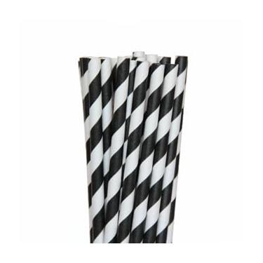 Imagem de Canudos De Papel Estampas Para Festa, Drinks, E Topo De Bolos Resistente e Biodegradável 20 cm Para Carnavais Festas Familiares E Eventos Tropicais Brasileiros(Listrado Preto,100 Unidades)