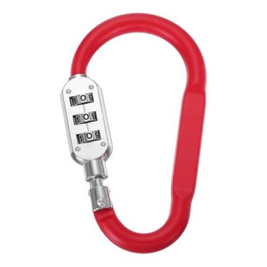 Imagem de PATIKIL Fechaduras combinadas de 10 cm, clipe de combinação de bloqueio de 3 dígitos, cadeado de anel em D para mala, bagagem, viagem, mochila, cabo, elo, corrente de capacete, vermelho