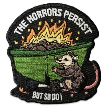 Imagem de Remendo bordado The Horrors Persist But So Do I - Adesivos bordados de animais engraçados, remendo de moral tático militar com fecho de , adesivos fofos para mochilas, jeans, jaquetas, coletes e mais