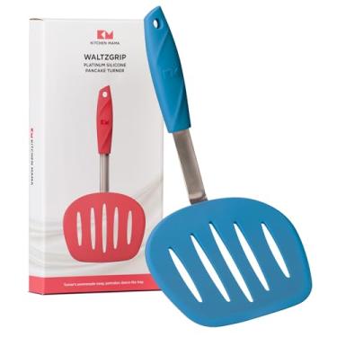 Imagem de Kitchen Mama Espátula de panqueca de silicone WaltzGrip Platinum: resistente ao calor, flexível, núcleo de aço inoxidável, antiaderente, lavável na lava-louças, flipper – Utensílios de cozinha ideais