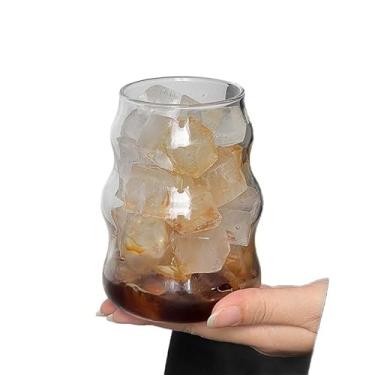 Imagem de Copo de vidro ondulado vintage 510 g - Copos de vidro borossilicato com textura ondulada, copo aberto resistente ao calor para água, suco, coquetéis e decoração de casa