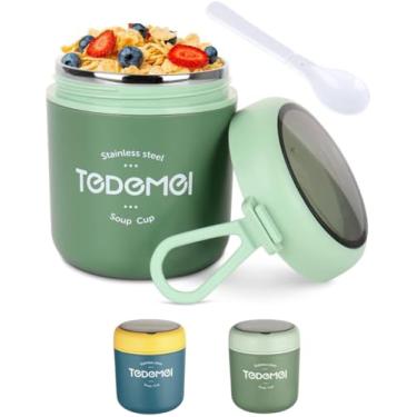 Imagem de Pote Térmico Alimentos Frutas Sopa Papinha Marmita Quente Frio Aço Inox 530ml Vedado Com Colher Alça Lancheira Infantil Bebê Premium Para Escola Creche Passeios Livre de BPA