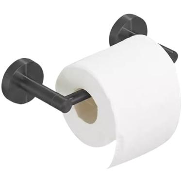 Imagem de Suporte de rolo higiênico de aço inoxidável 304, suporte de rolo de papel higiênico portátil de abertura, suporte de papel higiênico compacto para bar, presente de inauguração de casa (cor preta)