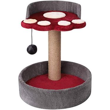 Imagem de U5GAAALPPQ9 Prateleira para gatos Clim e Cat com ninho de árvore integrada para gatos com ninho de gato, vila, sisal, arranhador, poste de gato brincando com gato vermelho