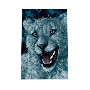 Imagem de Tigre Branco Olhos Azuis Desenho Arte Quadro Canvas 60X40Cm