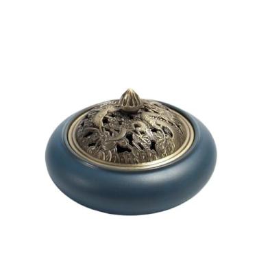 Imagem de Queimador de incenso clássico de cerâmica com tampa, suporte de incenso decorativo para casa, para mulheres, dia das mães, decoração de presentes