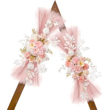 Imagem de Lisuun Flores de arco de casamento, flores artificiais para decoração, flores grandes para decoração floral estilo boho cerimônia de casamento - Pacote com 2
