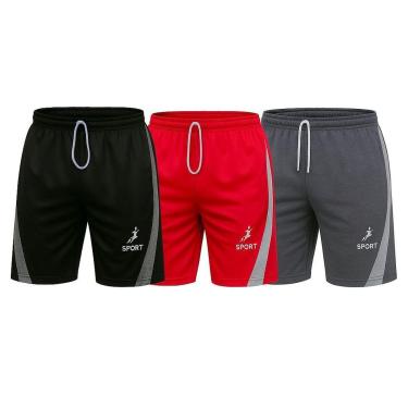 Imagem de Kit Bermuda Masculina Helanca Esportiva Secagem Rápida-Masculino