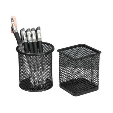 Imagem de Suporte De Caneta De Malha Metálica, Organizador De Mesa Redondo E Qua