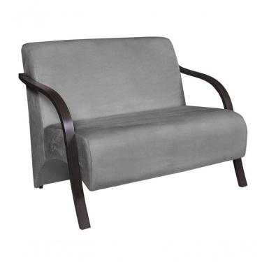 Imagem de Poltrona 2 Lugares Vênus Suede Braço Madeira Cinza