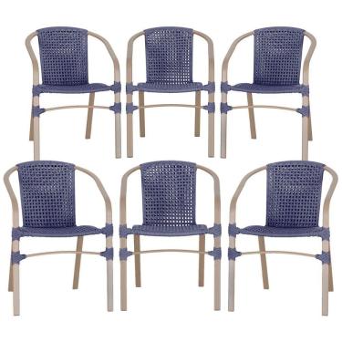 Imagem de 06 Cadeiras Floripa Alumínio Pintura Fendi Trama Azul