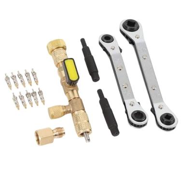 Imagem de Hyuduo Ferramenta de Remoção de Núcleo de Válvula, Kit de Remoção de Núcleo de Válvula de Aço Inoxidável Com 10 Núcleos e 2 Chaves de Catraca para Sistemas HVAC e de Refrigeração