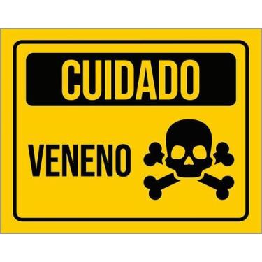 Imagem de Placa Acm De Aviso Cuidado Veneno 18X23 - Sinalizo