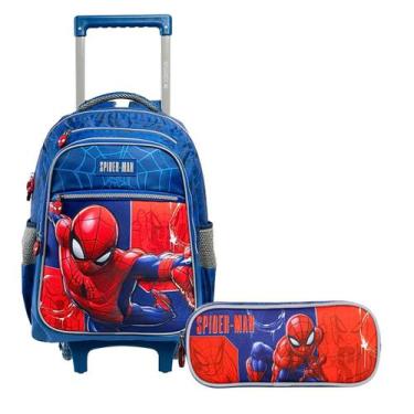 Imagem de Kit Mochila Rodinhas E Estojo Duplo Homem Aranha 17 - Xeryus