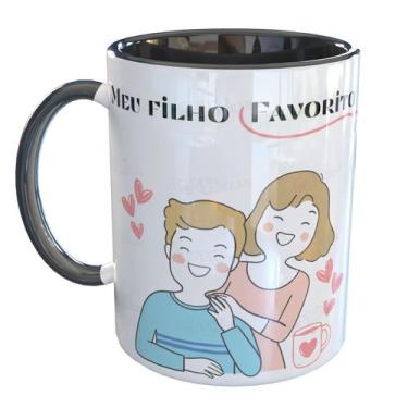 Imagem de Caneca Porcelana Meu filho favorito me deu Mãe - Pense Canecas, Preto