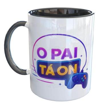 Imagem de Caneca Porcelana O pai tá ON Gamer - Pense Canecas, Preto