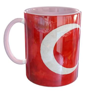 Imagem de Caneca Porcelana Turquia Bandeira Turkey Flag - Pense Canecas, Rosa Cl
