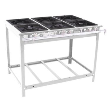 Imagem de Fogão Industrial Venâncio 6 Bocas 3 Duplas a Gás Baixa Pressão Inox EI