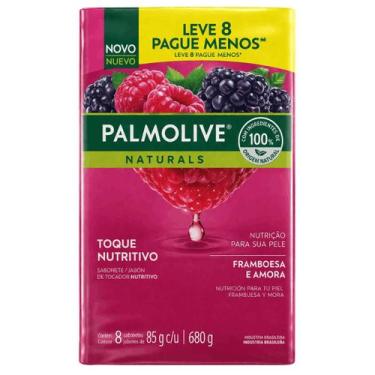 Imagem de Kit com 8 Sabonetes Palmolive Naturals Framboesa Amora 85g