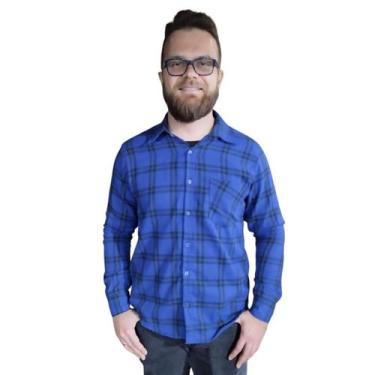 Imagem de Camisa Masculina Flanela Xadrez - Repelique, G, Azul 2