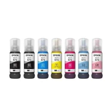 Imagem de Kit com 7 efil T574 Para uso em impressoras L8050 L18050 2 Black,cyan,
