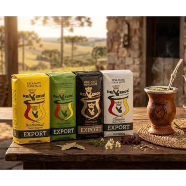 Imagem de Kit 4 Erva Mate Rei Verde Padrão Uruguaio 500g