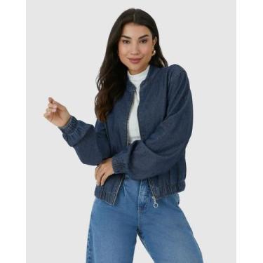 Imagem de Jaqueta bomber feminina adulto - malwee, P, Jeans