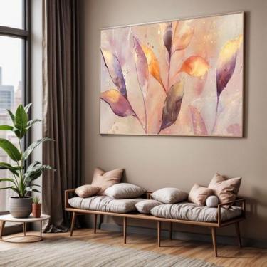 Imagem de Quadros decorativos com Moldura Sala Quarto Folhas Arte Floral Grande 