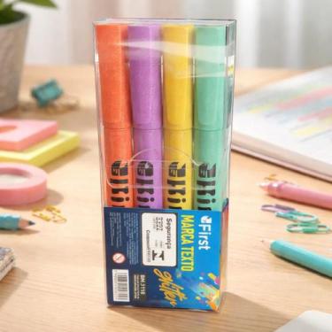 Imagem de Kit Marca Texto com 4 Unidades Glitter Colorida First