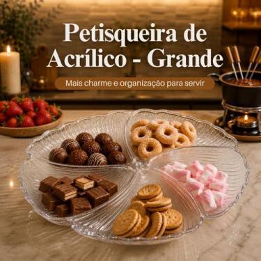 Imagem de Petisqueira de Acrílico 5 Divisórias Grande - Pequena ou Kit com 2 Tam